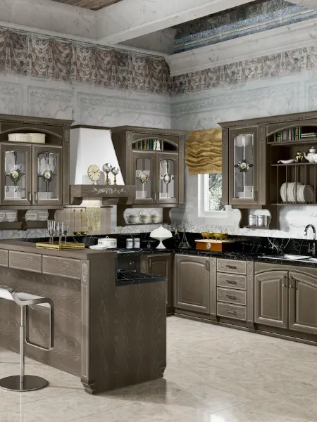 Cucina Classica Gold Elite con penisola di Home Cucine