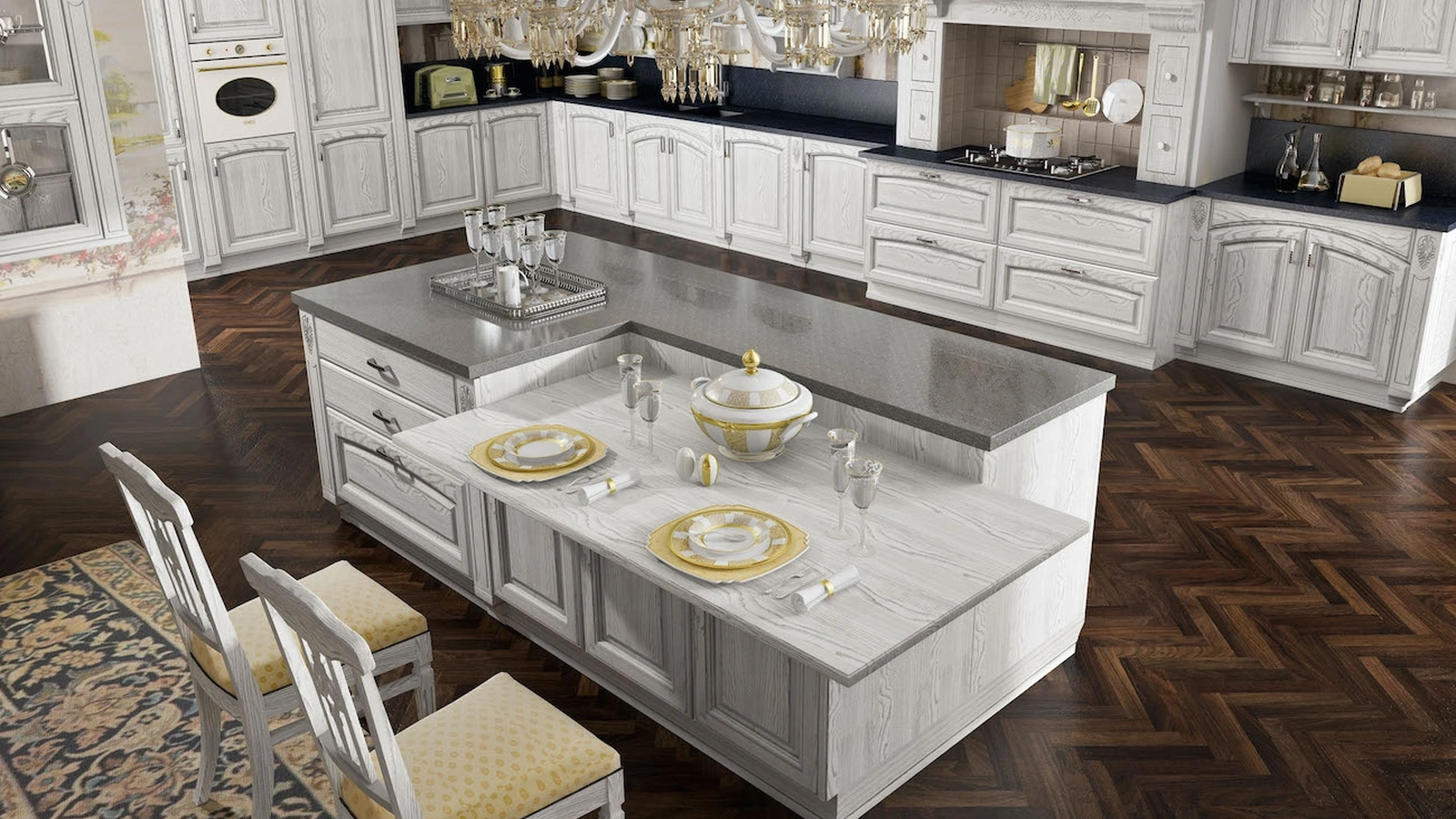 Cucina Classica Gold Elite con isola di Home Cucine
