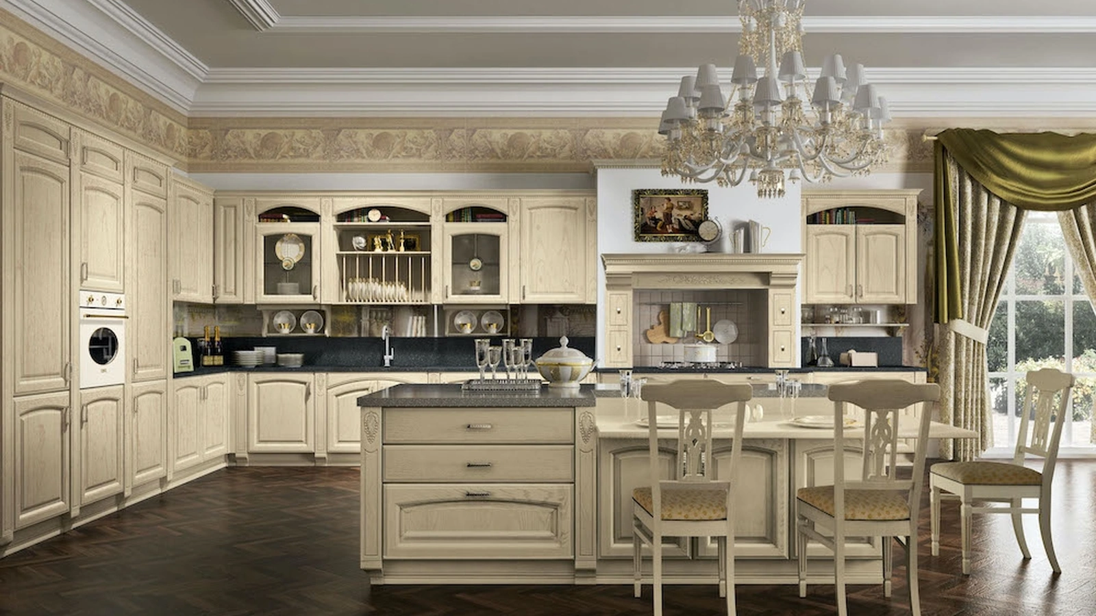 Cucina Classica Gold Elite con isola di Home Cucine