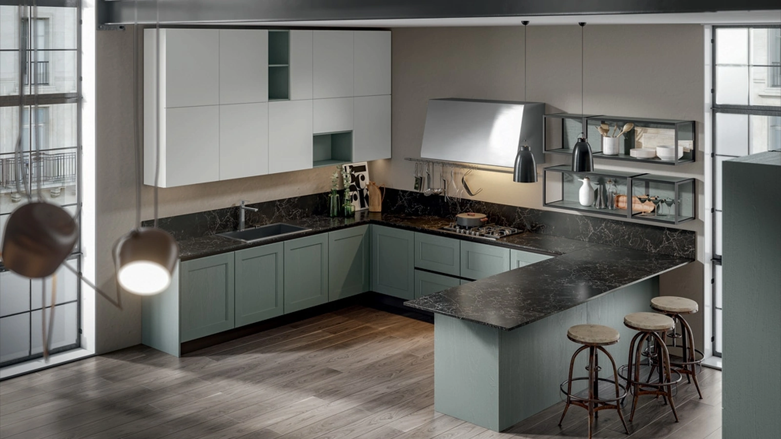 Cucina Classica Olimpia con penisola di Home Cucine