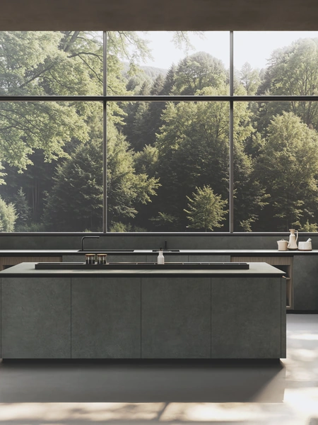 Cucina Design con isola Balance Supermaterico di Binova