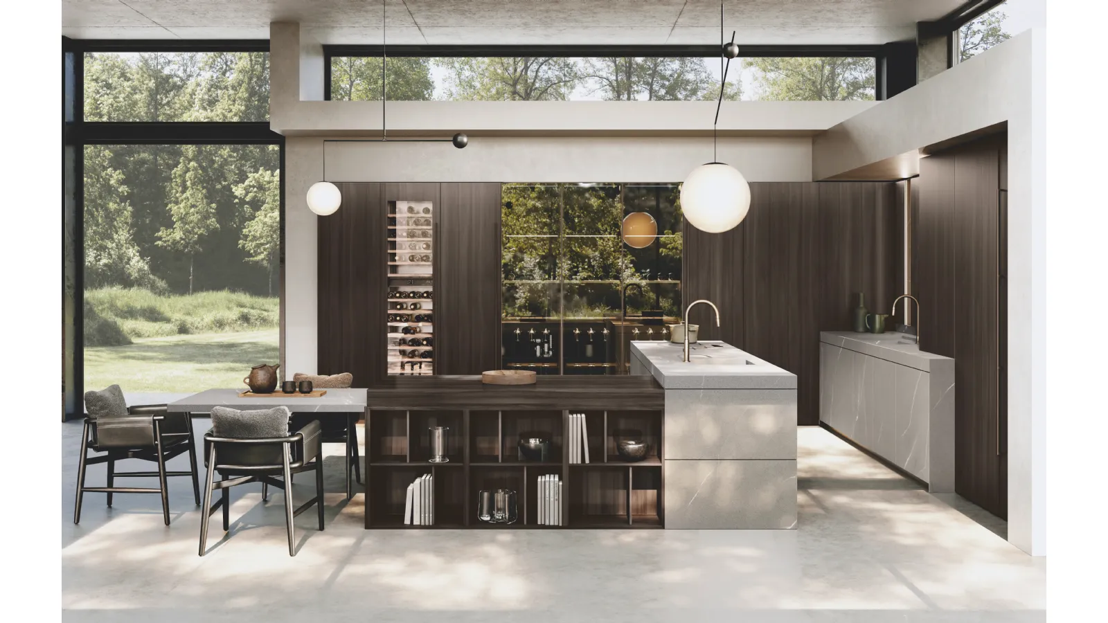 Cucina Design con isola e penisola Bluna Gres di Binova