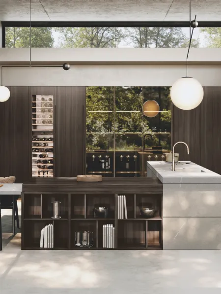 Cucina Design con isola e penisola Bluna Gres di Binova