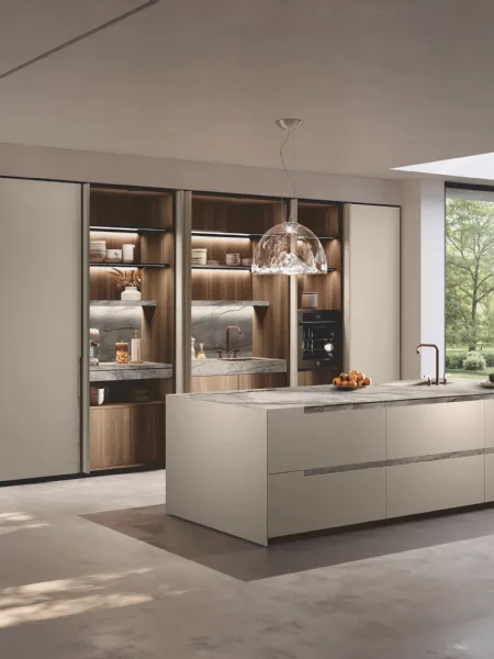 Cucina Design con isola Bluna Maniglia Stone di Binova