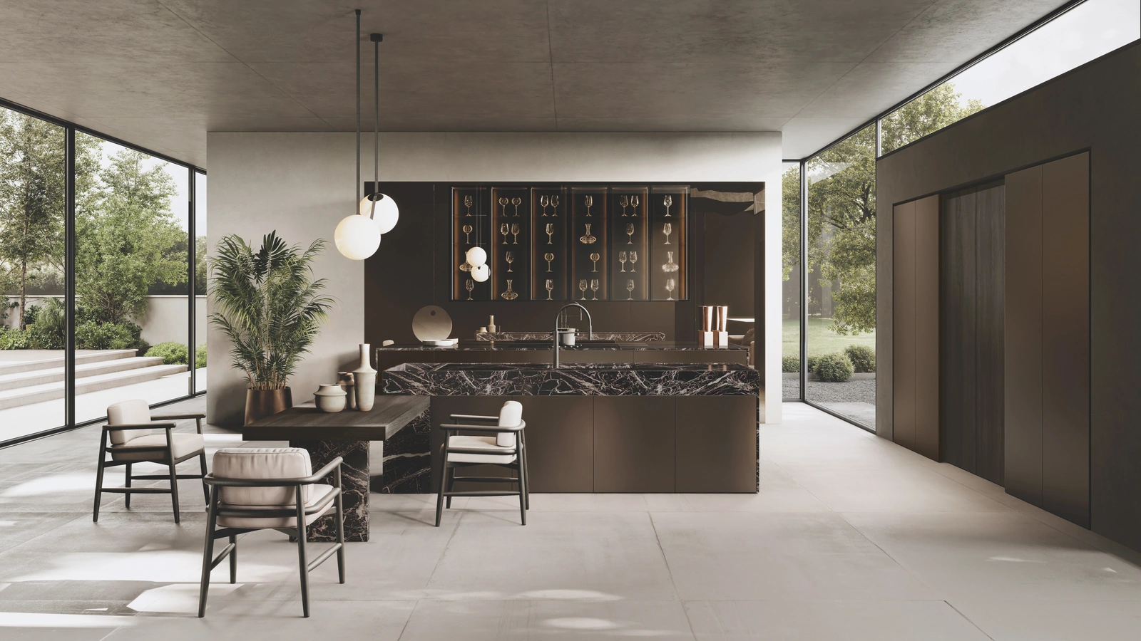 Cucina Design in MDF con isola Bluna Tech Alluminio di Binova