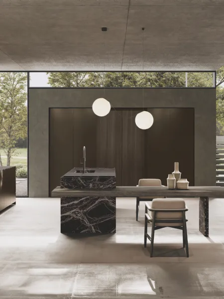 Cucina Design con isola Bluna Tech Alluminio di Binova