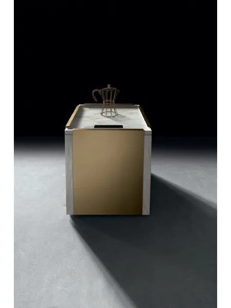 Cucina Design con sistema ad induzione sottopiano in alluminio e gres Ono Fire di Binova