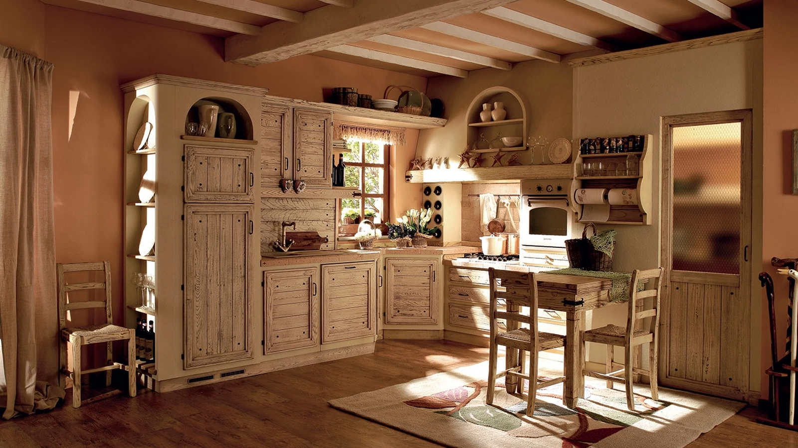 Cucina angolare in Muratura e Legno Giulietta Frumento di Zappalorto