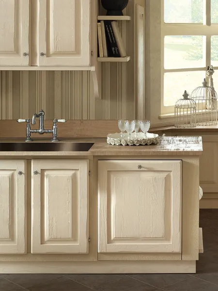 Cucina in Muratura ad angolo in legno di castagno Sogno Bianco di Zappalorto