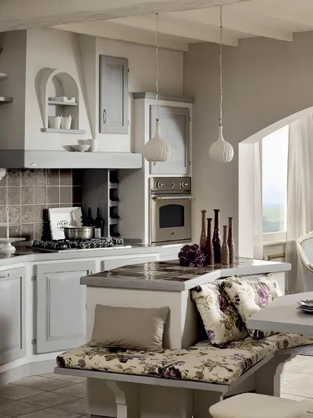 Cucina lineare in Muratura e legno Sogno Grigio di Zappalorto