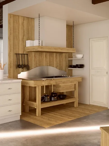 Cucina in Muratura in legno con penisola Sogno Mughetto di Zappalorto