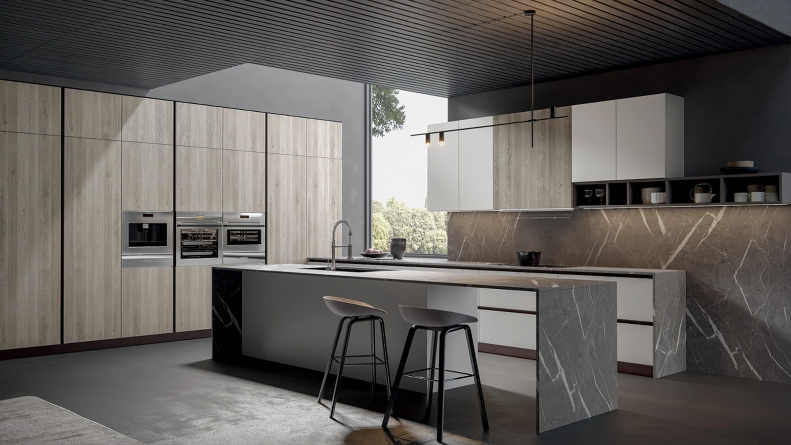 Cucina Moderna Aura con isola di Home Cucine