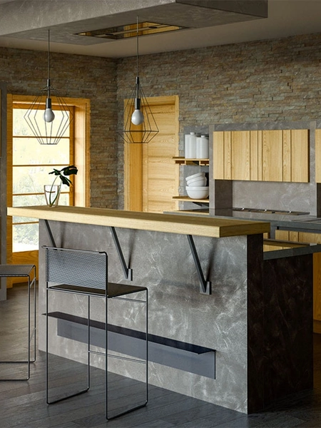 Cucina Moderna in legno Bistrò con isola di Zappalorto