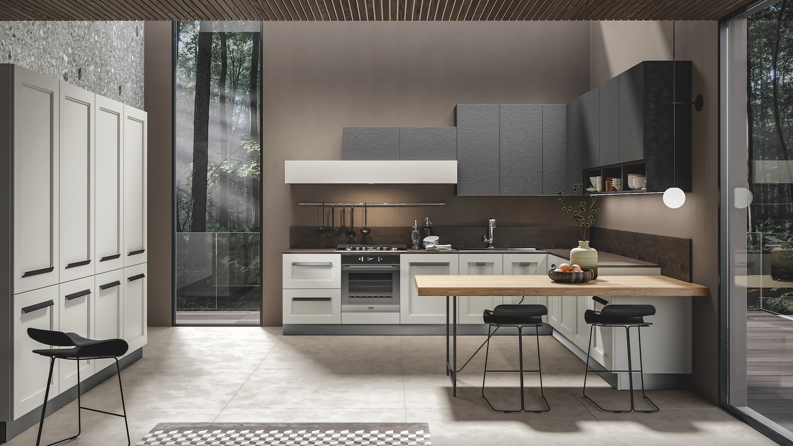 Cucina Moderna Boston in laccato con penisola di Home Cucine