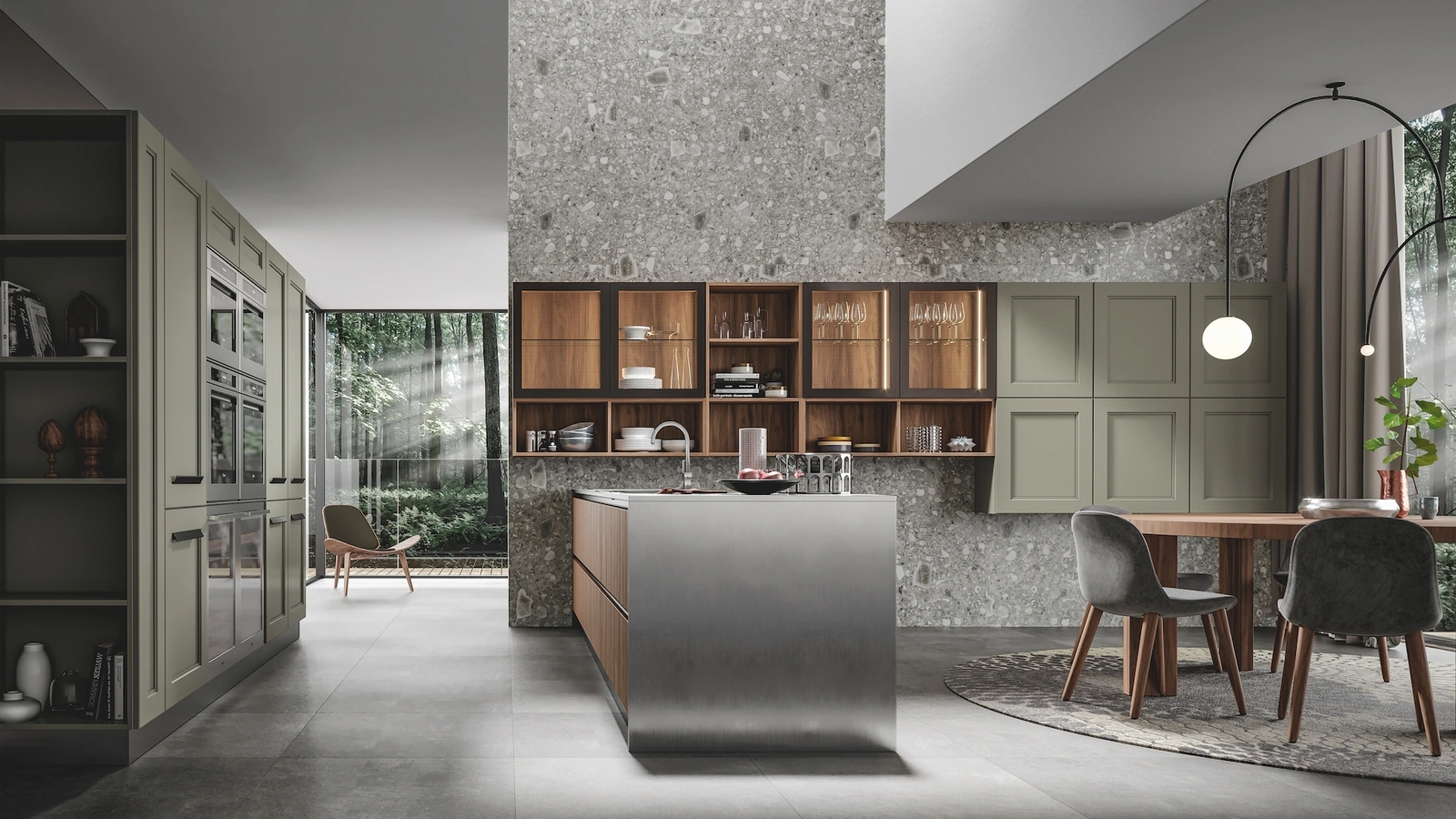 Cucina Moderna Boston con penisola in laccato e melaminico di Home Cucine