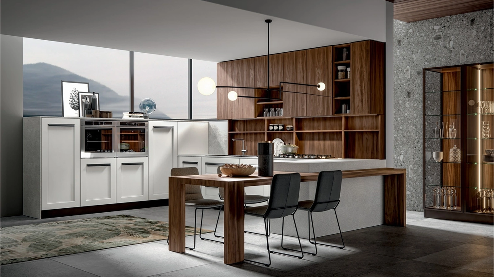 Cucina Moderna Boston con penisola in laccato e melaminico di Home Cucine