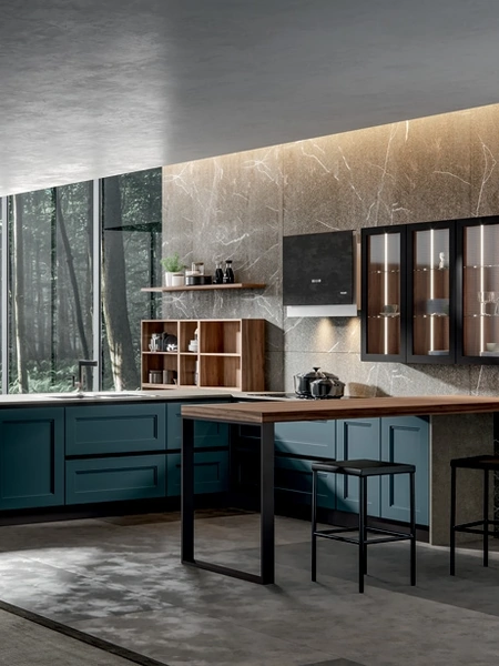 Cucina Moderna Boston con penisola in laccato e melaminico di Home Cucine