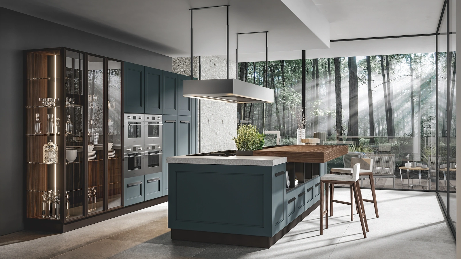 Cucina Moderna Boston con isola in laccato opaco di Home Cucine