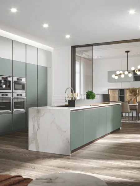 Cucina Moderna con isola Era con isola in PVC laccato opaco di Home Cucine