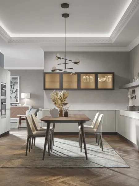 Cucina Moderna Era angolare in PVC laccato lucido e opaco di Home Cucine