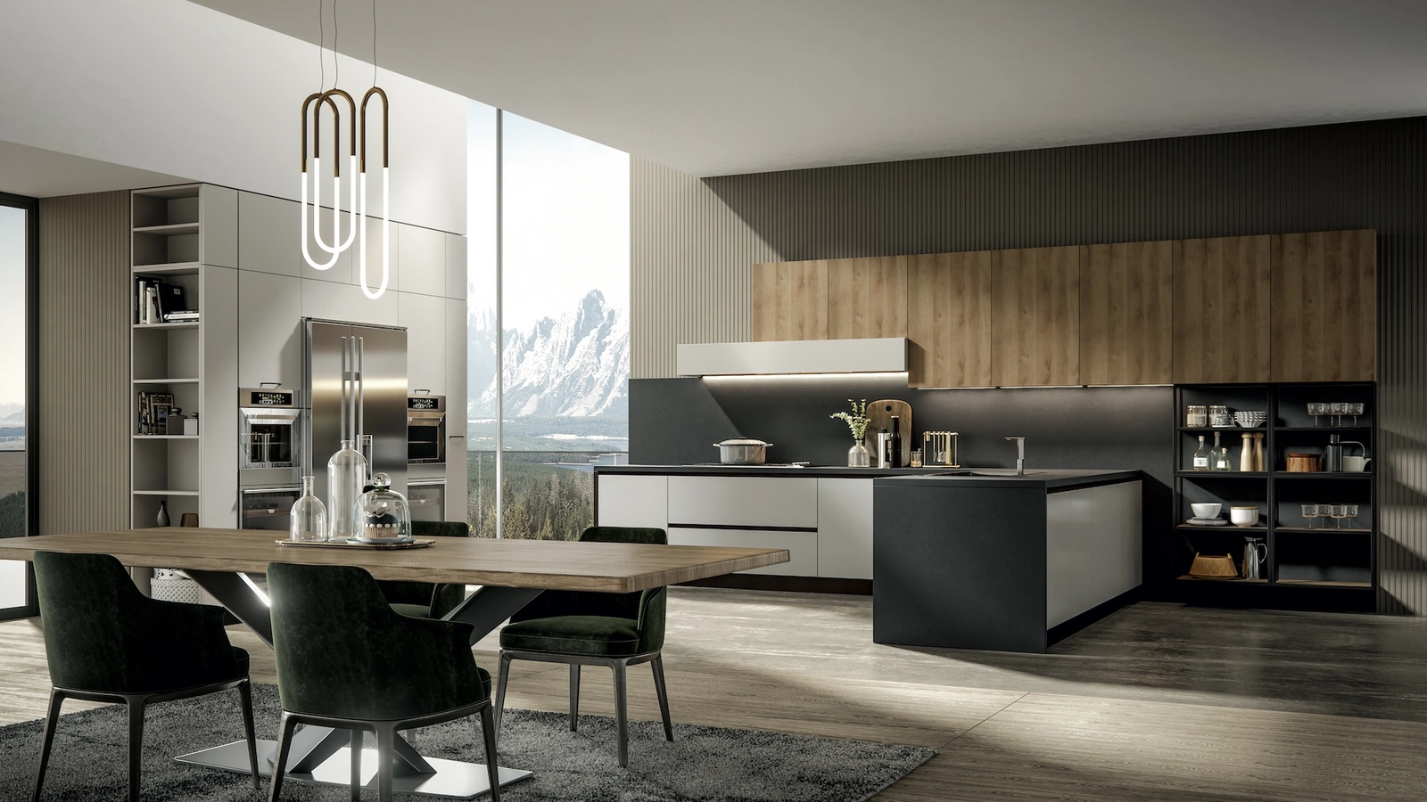 Cucina Moderna Genesi con penisola in pet Duna di Home Cucine