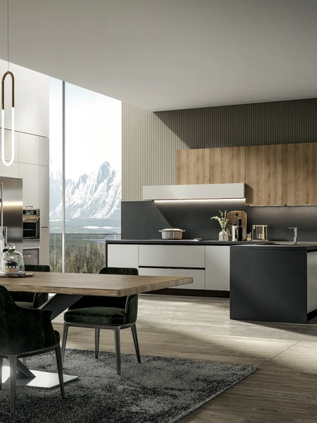 Cucina Moderna Genesi con penisola in pet Duna di Home Cucine