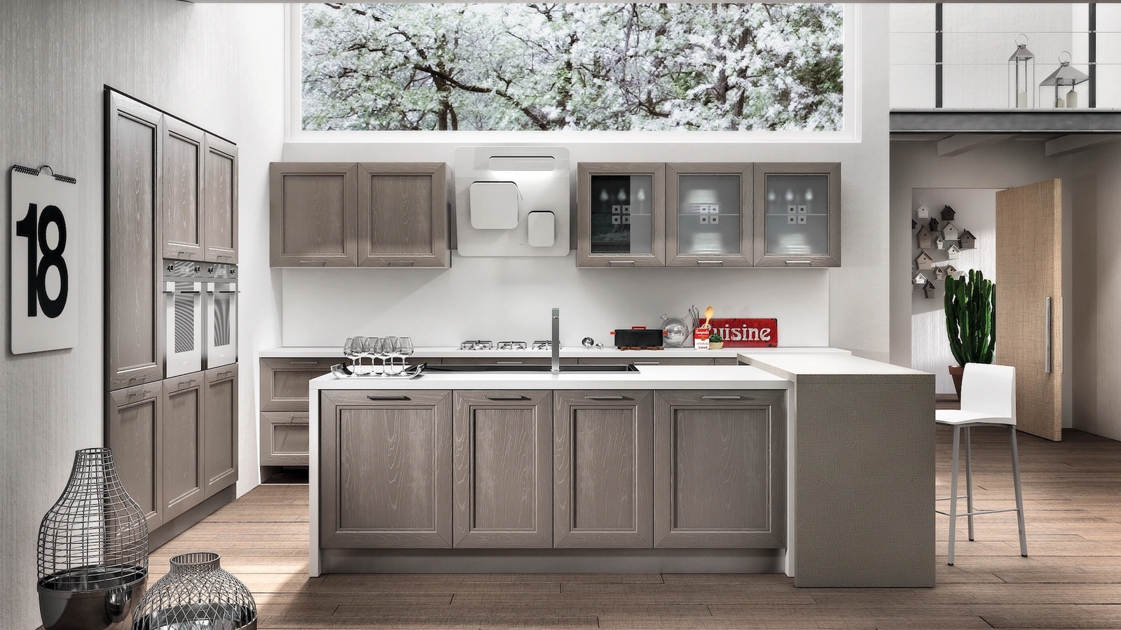 Cucina Moderna in frassino Metropoli con isola di Home Cucine