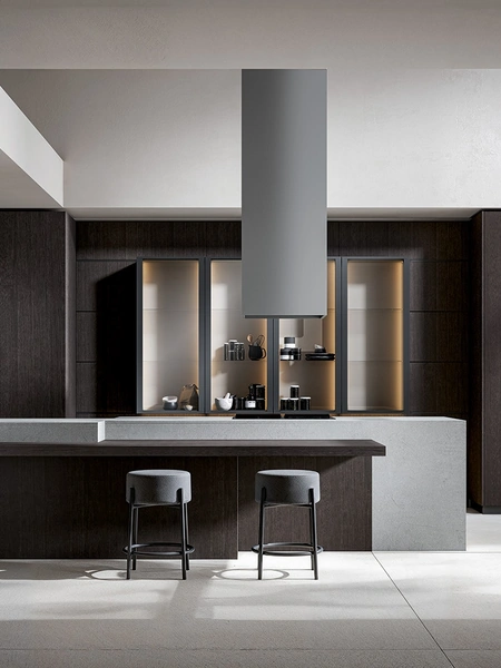 Cucina Moderna Infinity in essenza Carbon con isola di Home Cucine