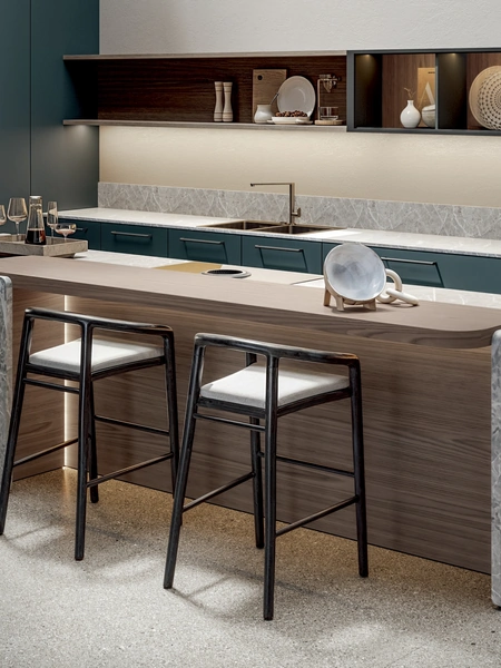 Cucina Moderna Infinity in laccato Mare con isola di Home Cucine