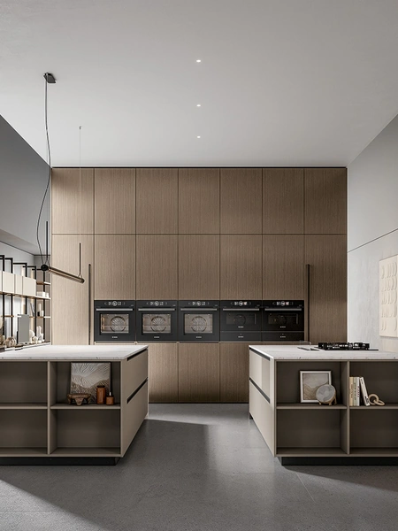Cucina Moderna Nexa con doppia isola in laminato e pet laccato di Home Cucine