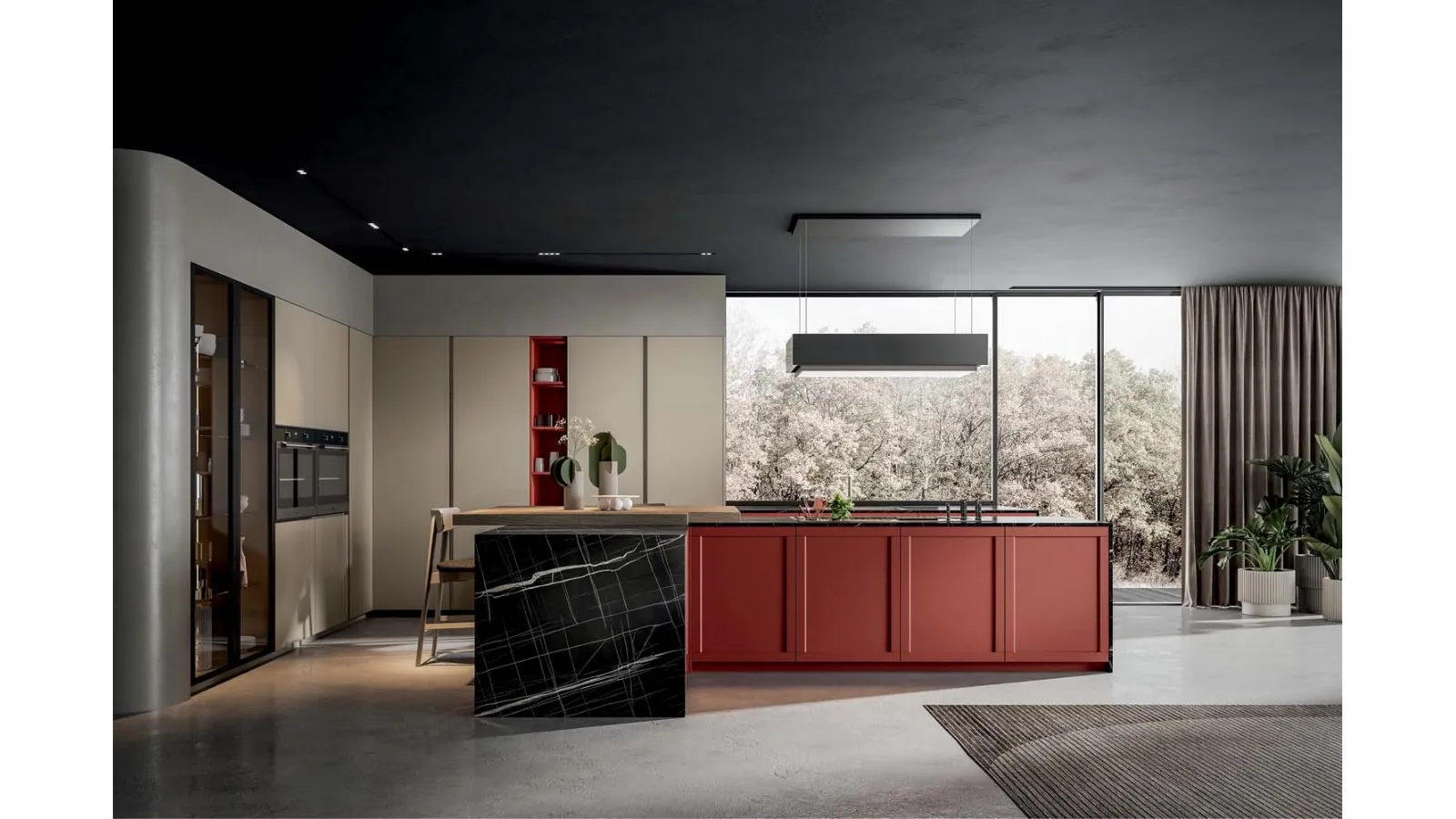 Cucina Moderna Nexa con isola in laccato di Home Cucine