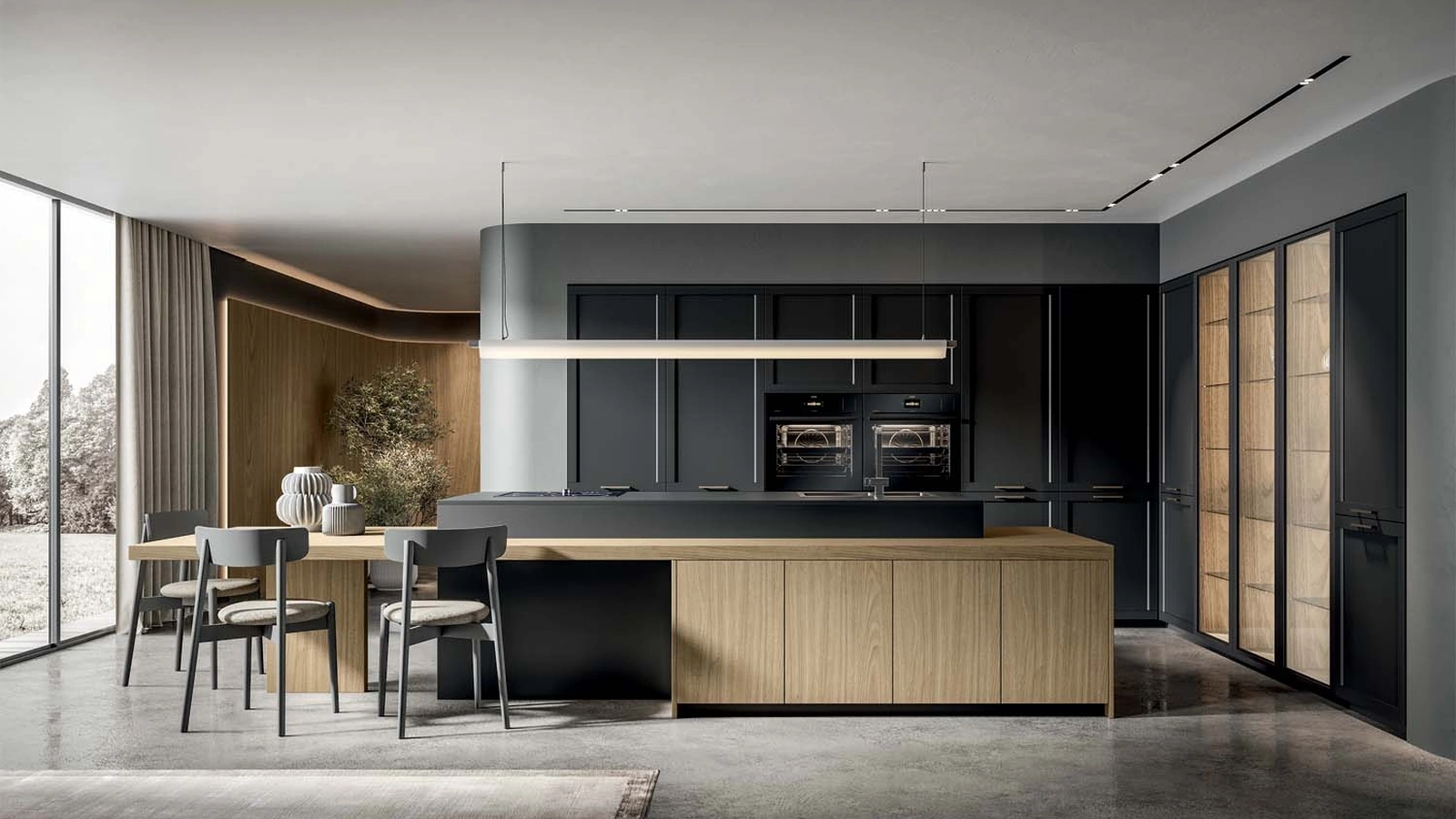 Cucina Moderna Nexa con isola in laccato e laminato di Home Cucine