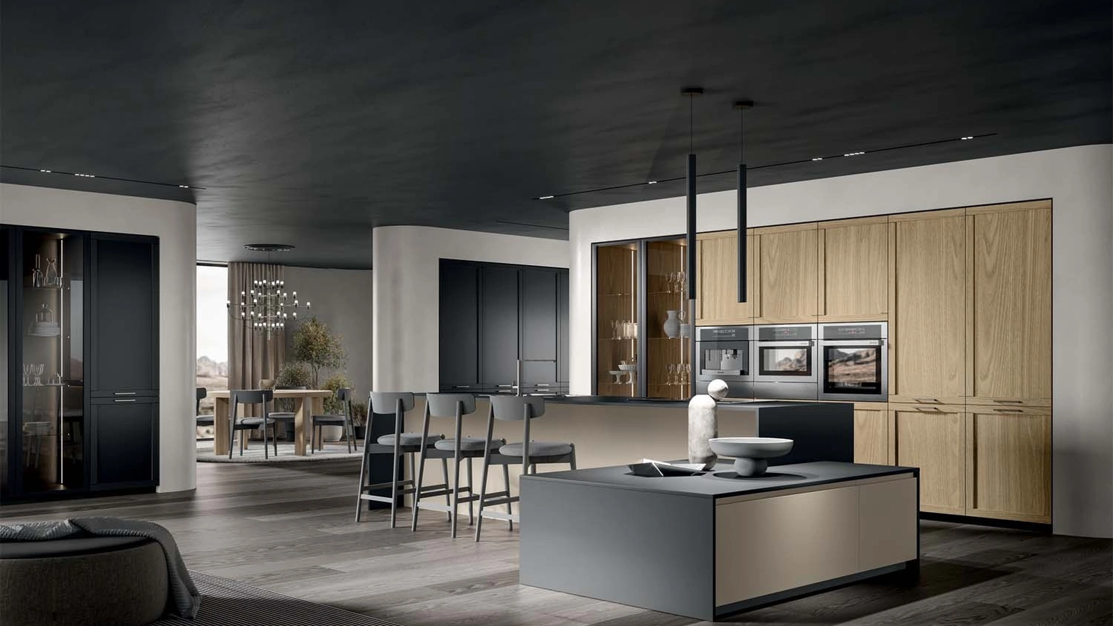 Cucina Moderna Nexa con isola in laccato e laminato di Home Cucine