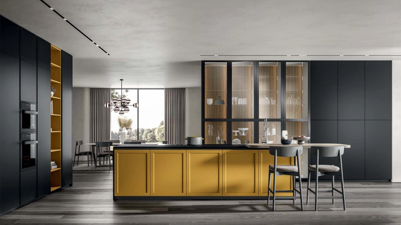 Cucina Moderna Nexa con isola in laccato di Home Cucine