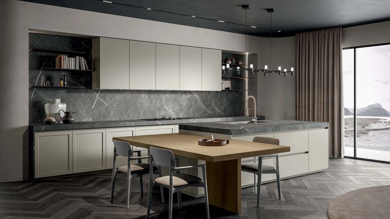 Cucina Moderna Nexa con isola in laccato di Home Cucine