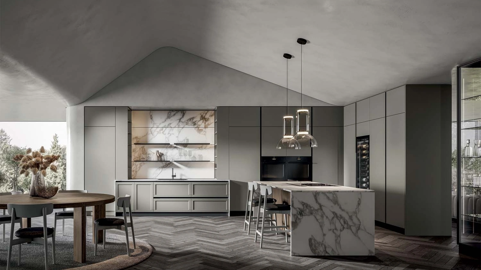 Cucina Moderna Nexa con isola in laccato di Home Cucine