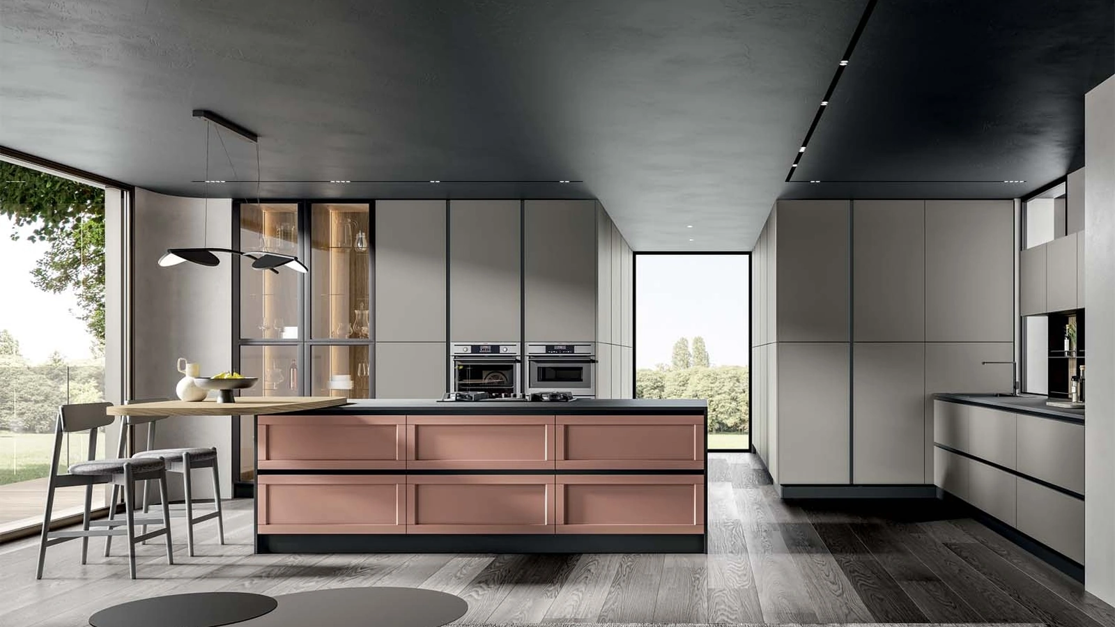 Cucina Moderna Nexa con isola in laccato di Home Cucine