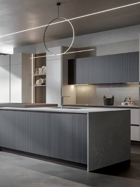 Cucina Moderna Palù con penisola in PVC di Home Cucine