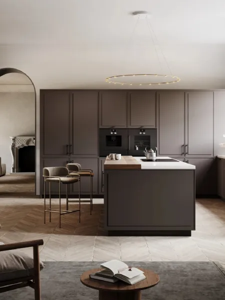 Cucina Moderna con isola Tes in laccato opaco Carruba di Miton