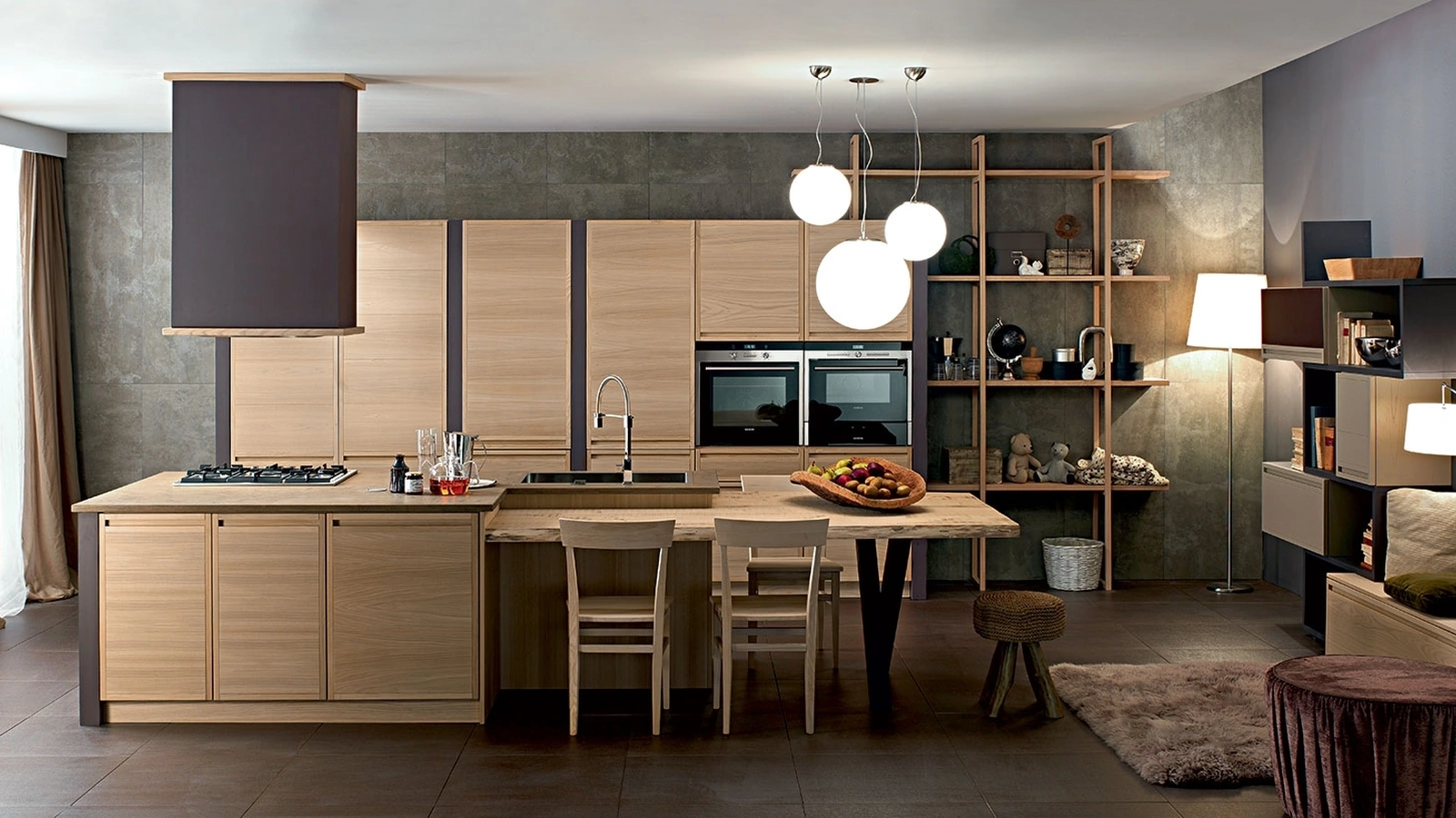 Cucina Moderna in legno con isola Designa Natural di Zappalorto