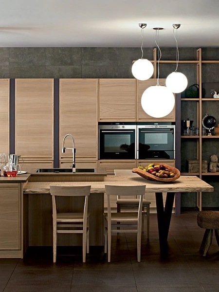 Cucina Moderna in legno con isola Designa Natural di Zappalorto