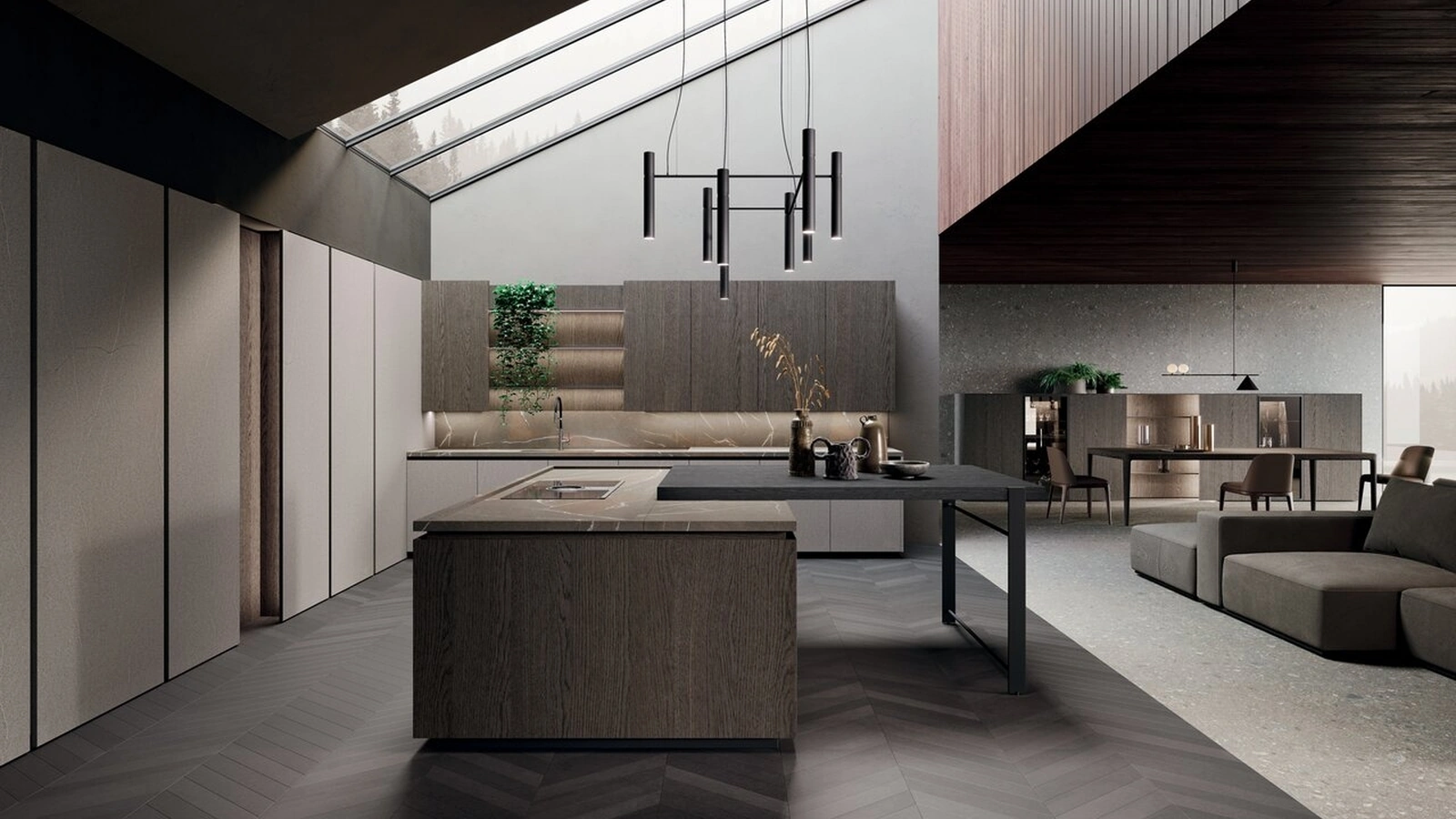 Cucina Design con isola Bluna Metal 4|0 di Binova